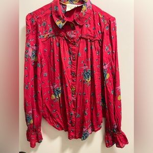 Anthropologie Maeve bird button down blouse